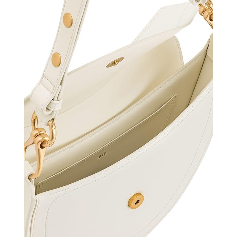 New JW PEI Womens White Leather Ashlie Asymetrical Shoulder Bag w Dust Cover