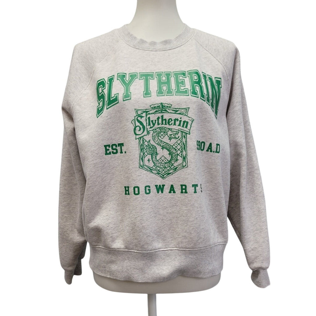 Hand Printed Upcycled Womens Medium Harry Potter Slytherin Hogwarts Sweatshirt
