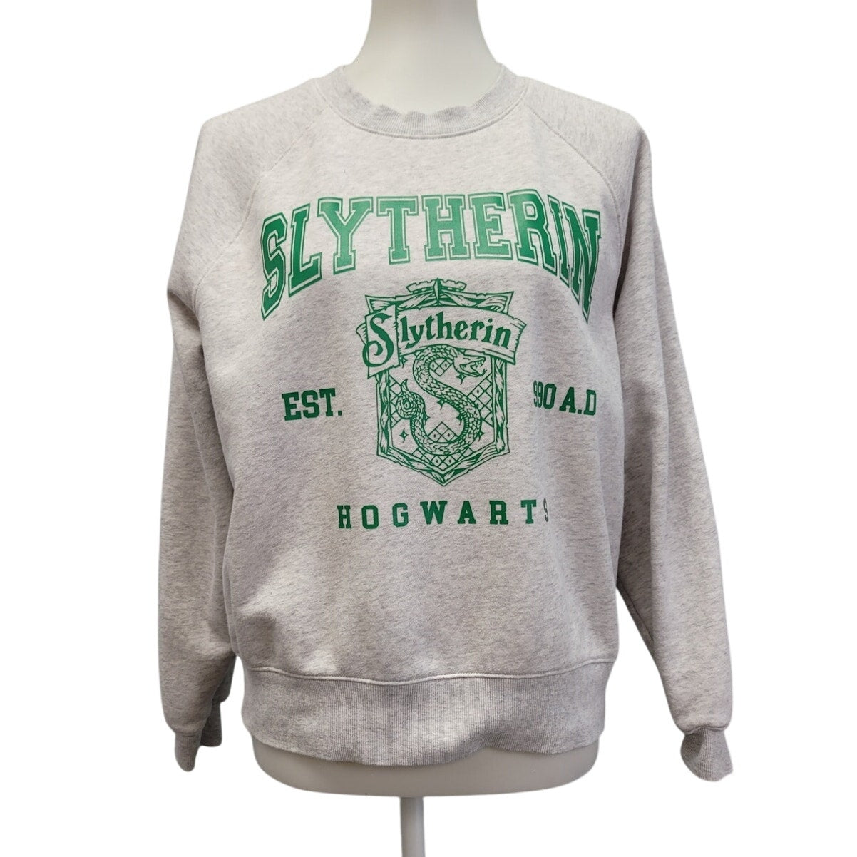 Hand Printed Upcycled Womens Medium Harry Potter Slytherin Hogwarts Sweatshirt