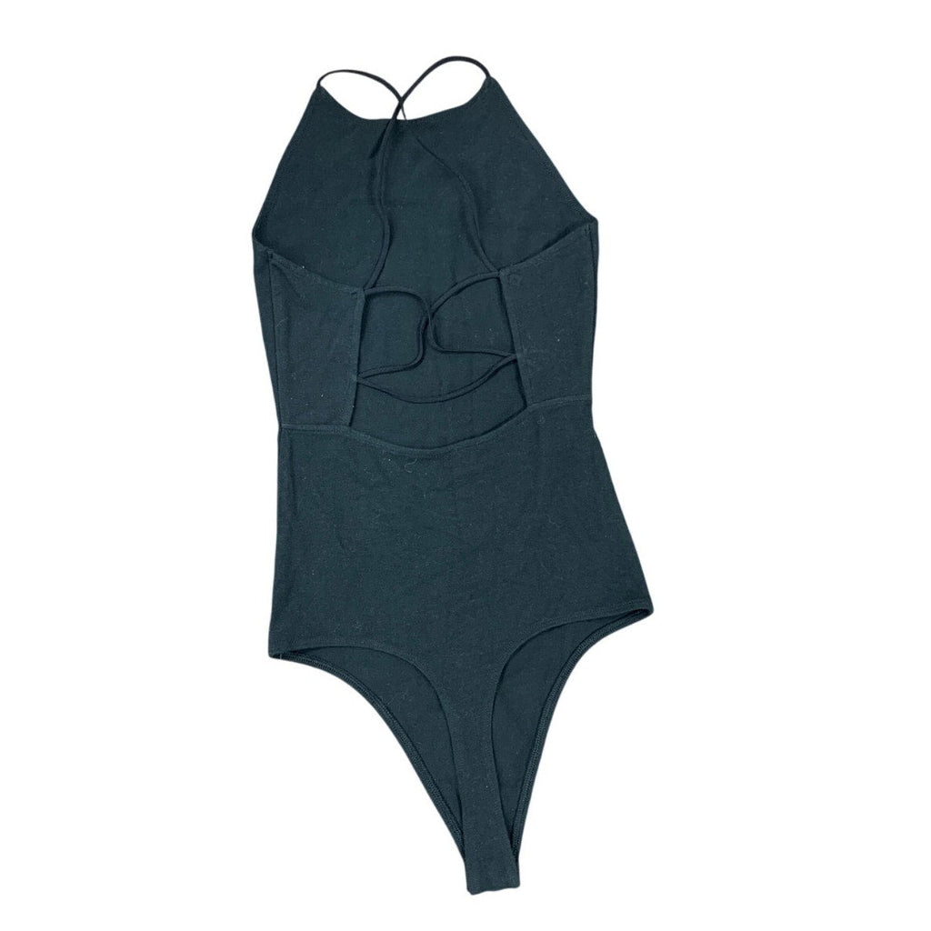 American Eagle Womens Small Black Cotton Blend Thin Strap Snap Closure Bodysuit