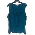 DressBarn Womens 2X Deep Teal PolySpandex Sleeveless V Neck Ruffled Blouse