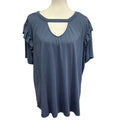 Terra & Sky Womens Plus Size 2X Short Ruffled Sleeve Flowy Keyhole Top Blouse