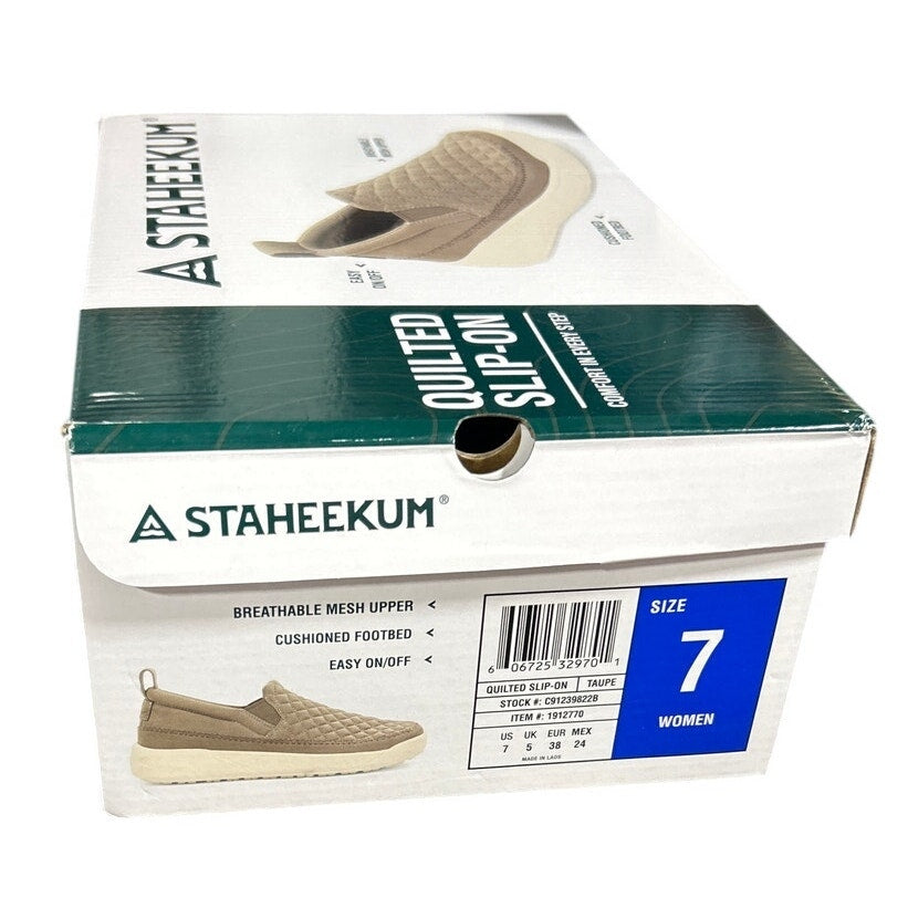 New In Box Staheekum Womens Size 7 Taupe Breathable Mesh Slide On Sneaker Shoes