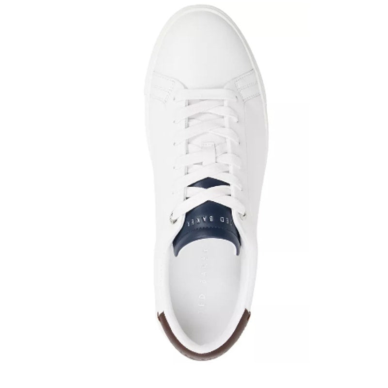 New In Box Ted Baker Mens Size 11 White Leather Robberto Lace Up Sneaker Shoes