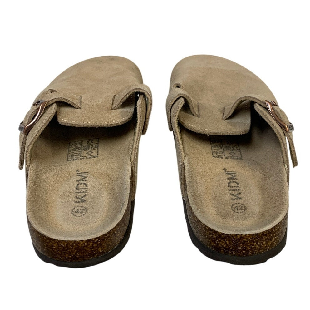 Kidmi Womens Size 11 Mocha Suede Clogs Round Toe Buckle Strap Slip On Shoes