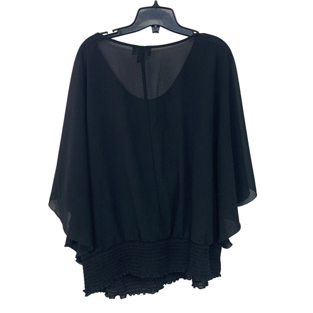 Iz Byer Womens 3X Scoop Neck Smock Bottom Flowy Sheer Layered Look Cami Blouse
