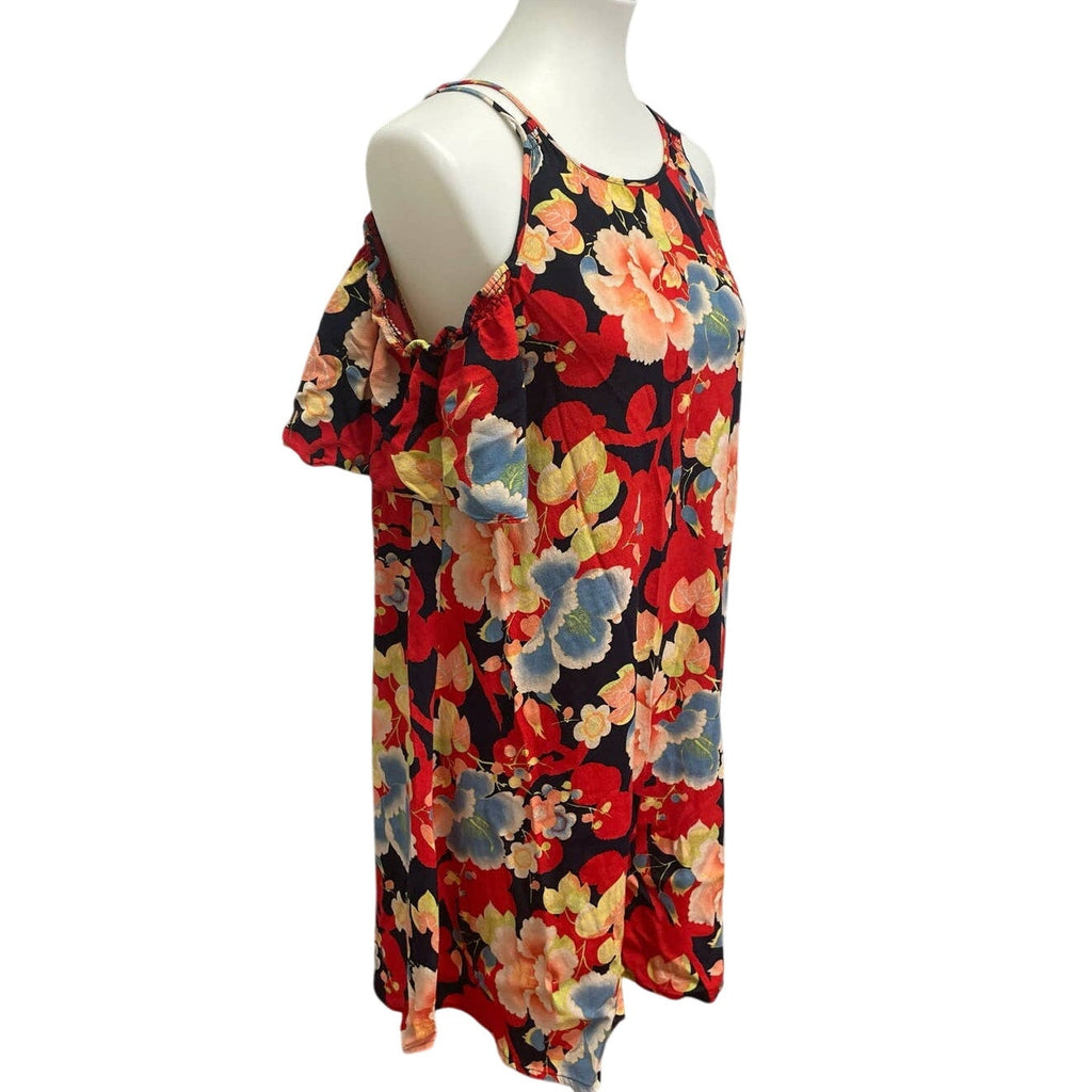 Ann Taylor LOFT Womens Small 100% Rayon Strappy Off Shoulder Floral Short Dress