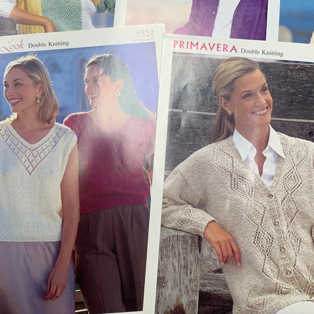 Lot of 10 New Women Men Kids Sweaters Hats Vintage 1990s 2000s Knitting Patterns