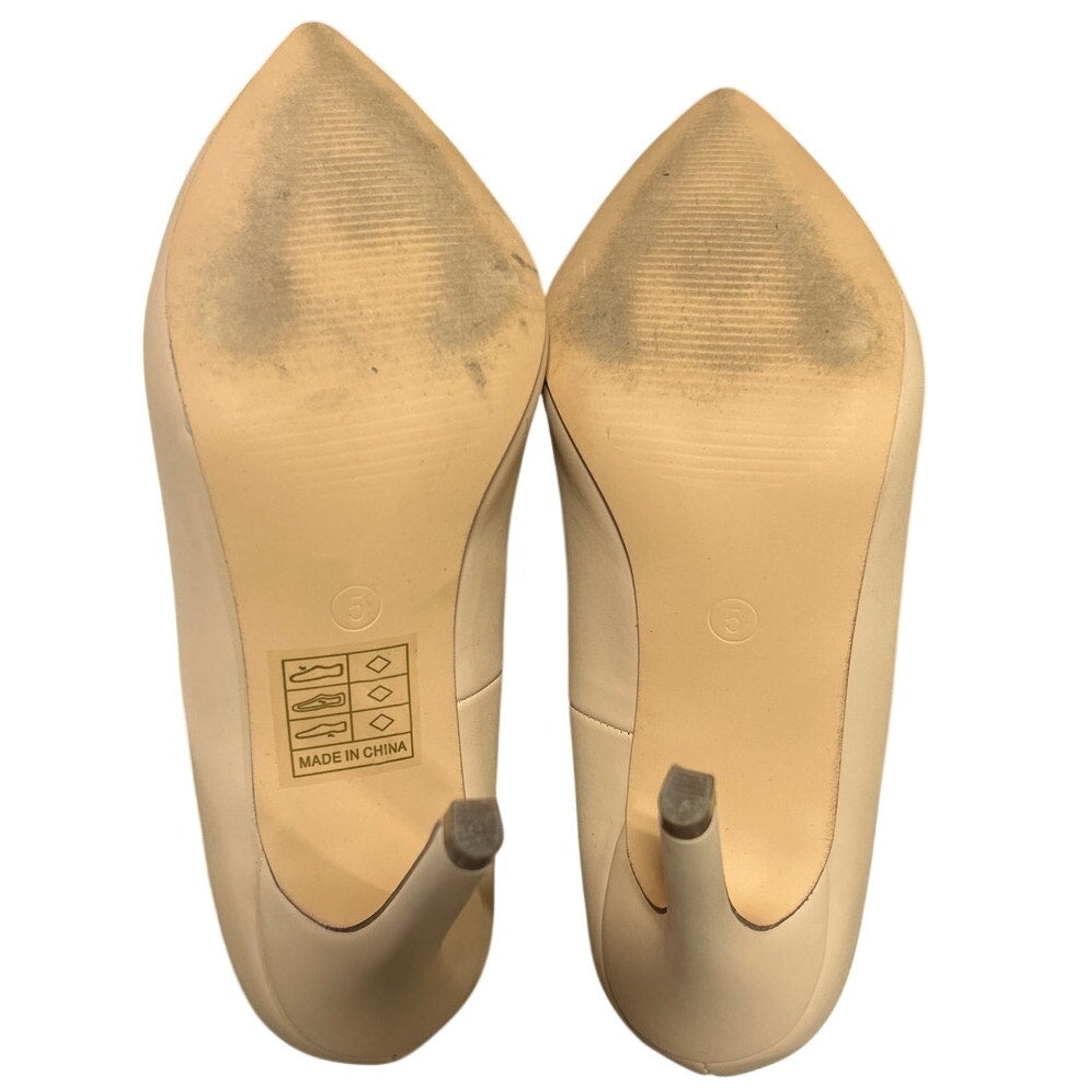 Dream Pairs Womens Size 5 Tan 4" Heel Closed Pointy Toe Slide On Pumps Shoes