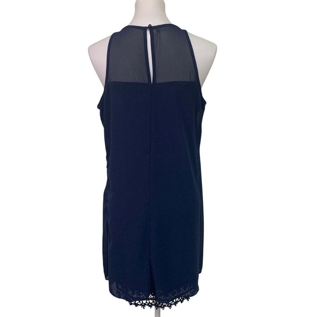 Maurices Womens Medium Solid Navy Blue Lace Hem Sleeveless Career Sheath Dress