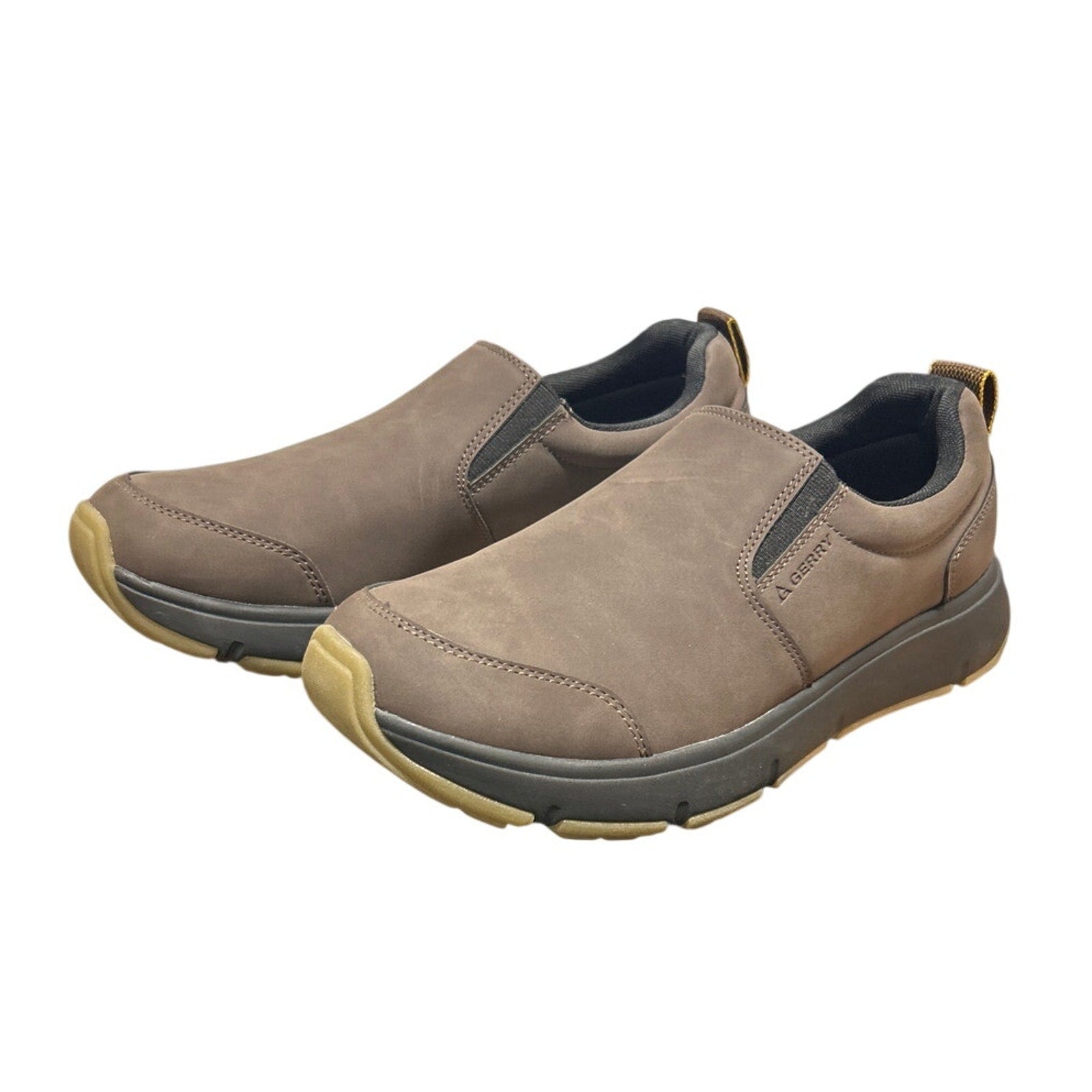 New In Box Gerry Men Size 10.5 Brown Faux Leather Slide On Moc II Sneakers Shoes