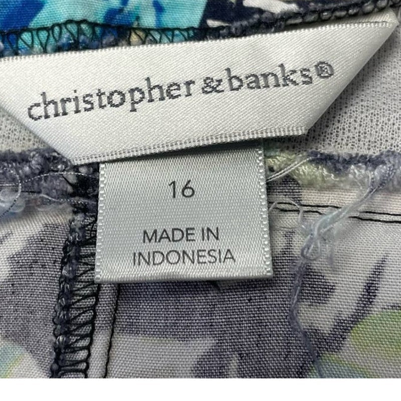 Christopher & Banks Womens Size 16 Side Zip 100% Rayon Floral Midi A-Line Skirt