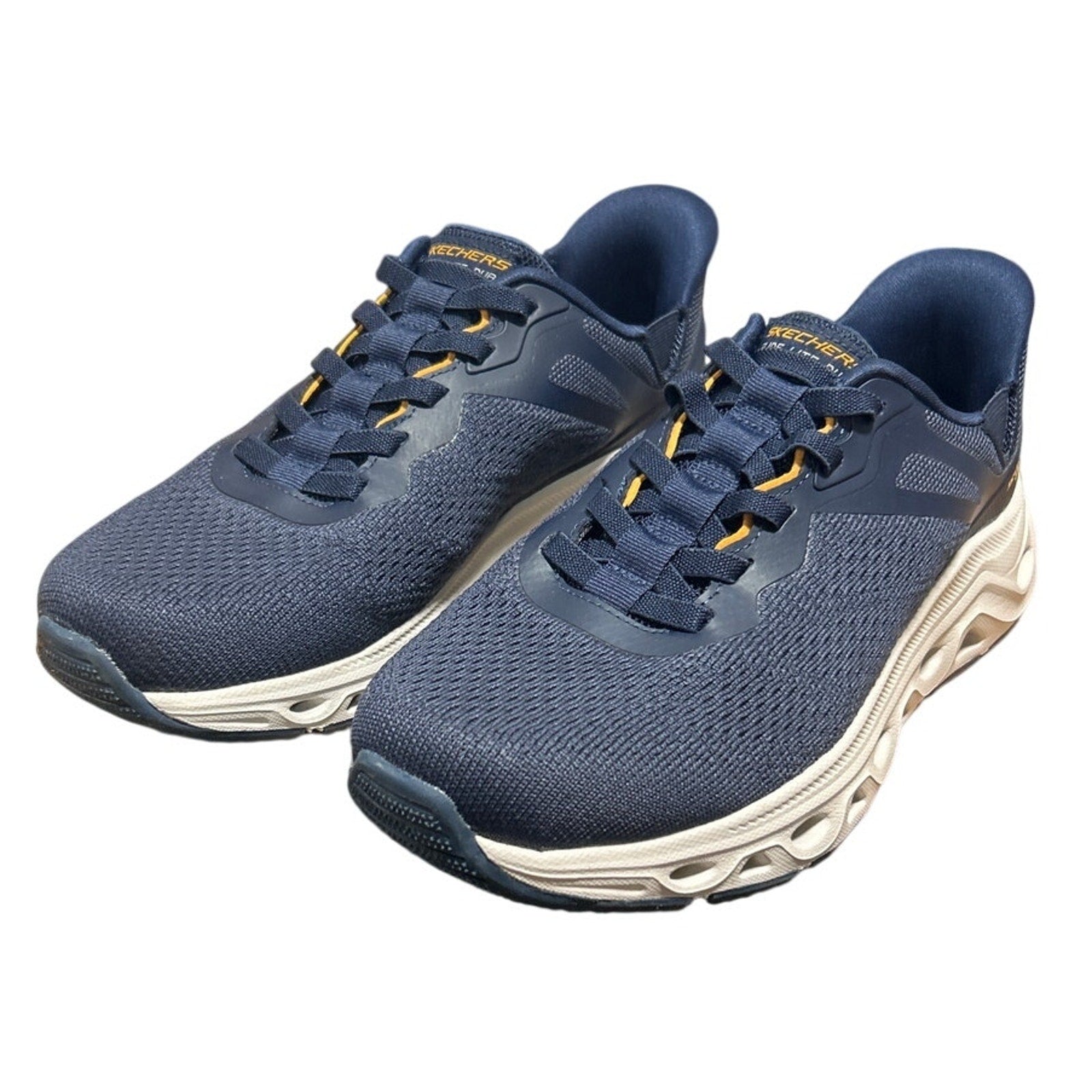 Skechers Men Size 11 Navy Blue Mesh Hands Free Swift Fit Slide On Athletic Shoes