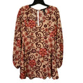 Forever 21 Womens Small V-Neck Long Sleeve Polyester Boho Floral Fit Flare Dress