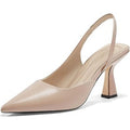 Coutgo Womens Size 8 Tan 3.5" Stiletto Heel Slingback Closed Pointed Toe Shoes