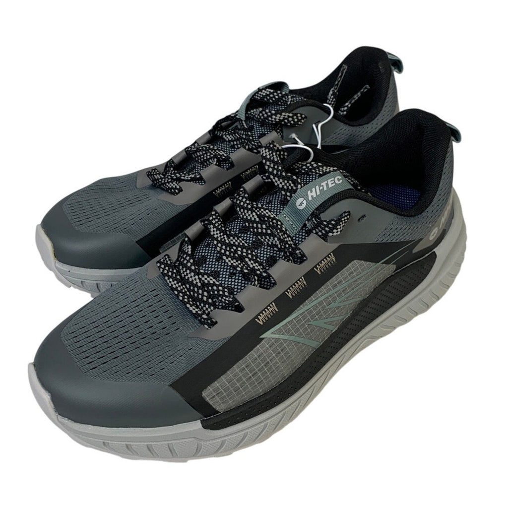 Hi-Tec Mens Size 8 Black Gray Mesh Lace Up Athletic Running Tennis Shoes