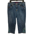 Gloria Vanderbilt Womens Size 14 Stretch Cotton Denim Blue Jean Capris w Flowers