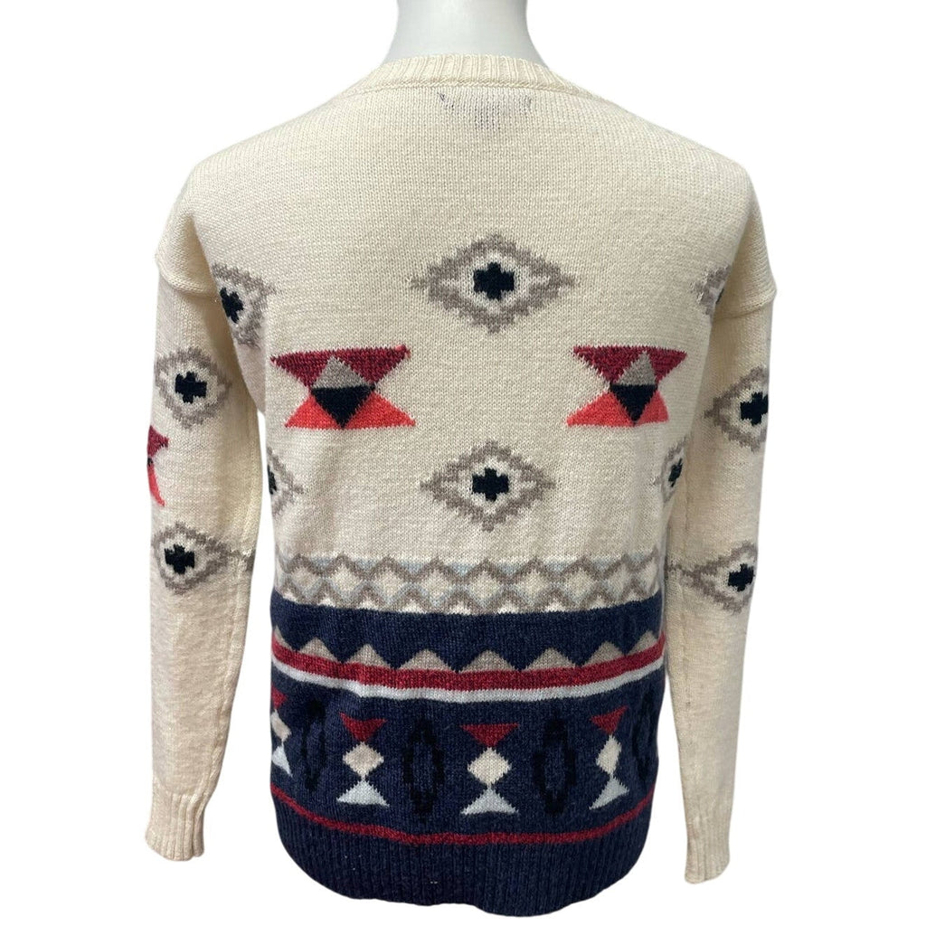 AEO Womens XS Aztec Wool Acrylic Blend Long Sleeve Crew Neck Pullover Sweater