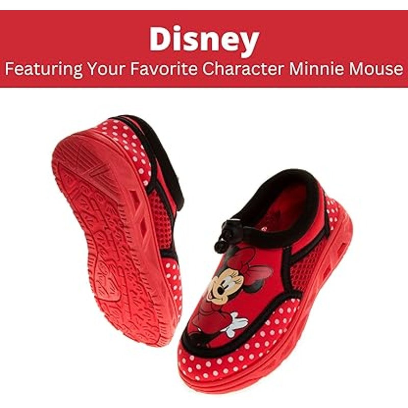 Disney Baby Girls 7-8 Toddler Red Minnie Mouse Water Sandal Bungee Closure Shoes