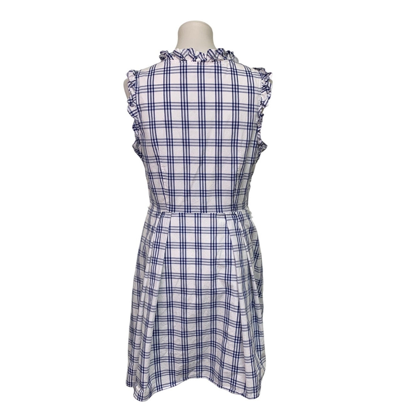 Be By Chetta B Womens Size 10 Plaid Sleeveless Ruffled Side Zip Fit Flare Dress