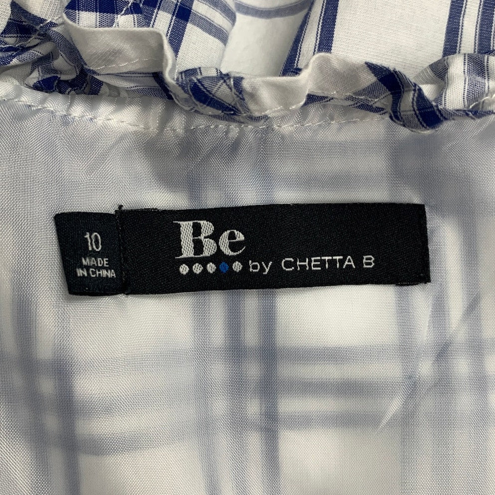 Be By Chetta B Womens Size 10 Plaid Sleeveless Ruffled Side Zip Fit Flare Dress