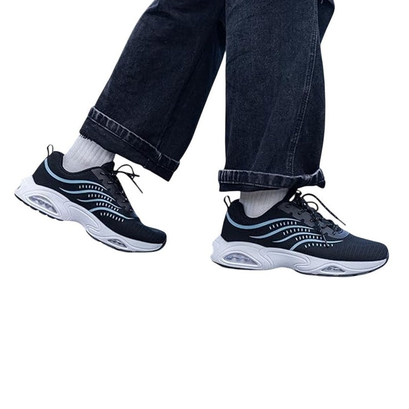 Maykx Mens Size 13 Black Blue Mesh Lace Up Breathable Comfort Athletic Shoes
