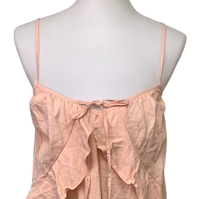 New Aerie Womens Small Orange Peach Spaghetti Strap Front Tie Flowy Mini Dress