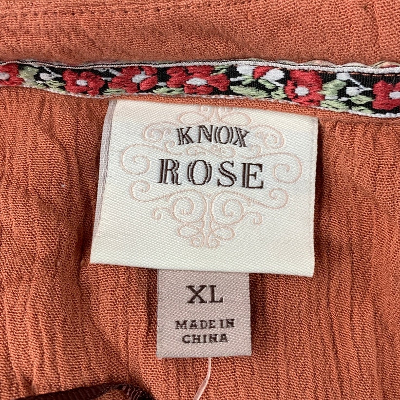 Knox Rose Womens XL 100% Rayon Sleeveless Button Up V Neck Shift Midi Dress