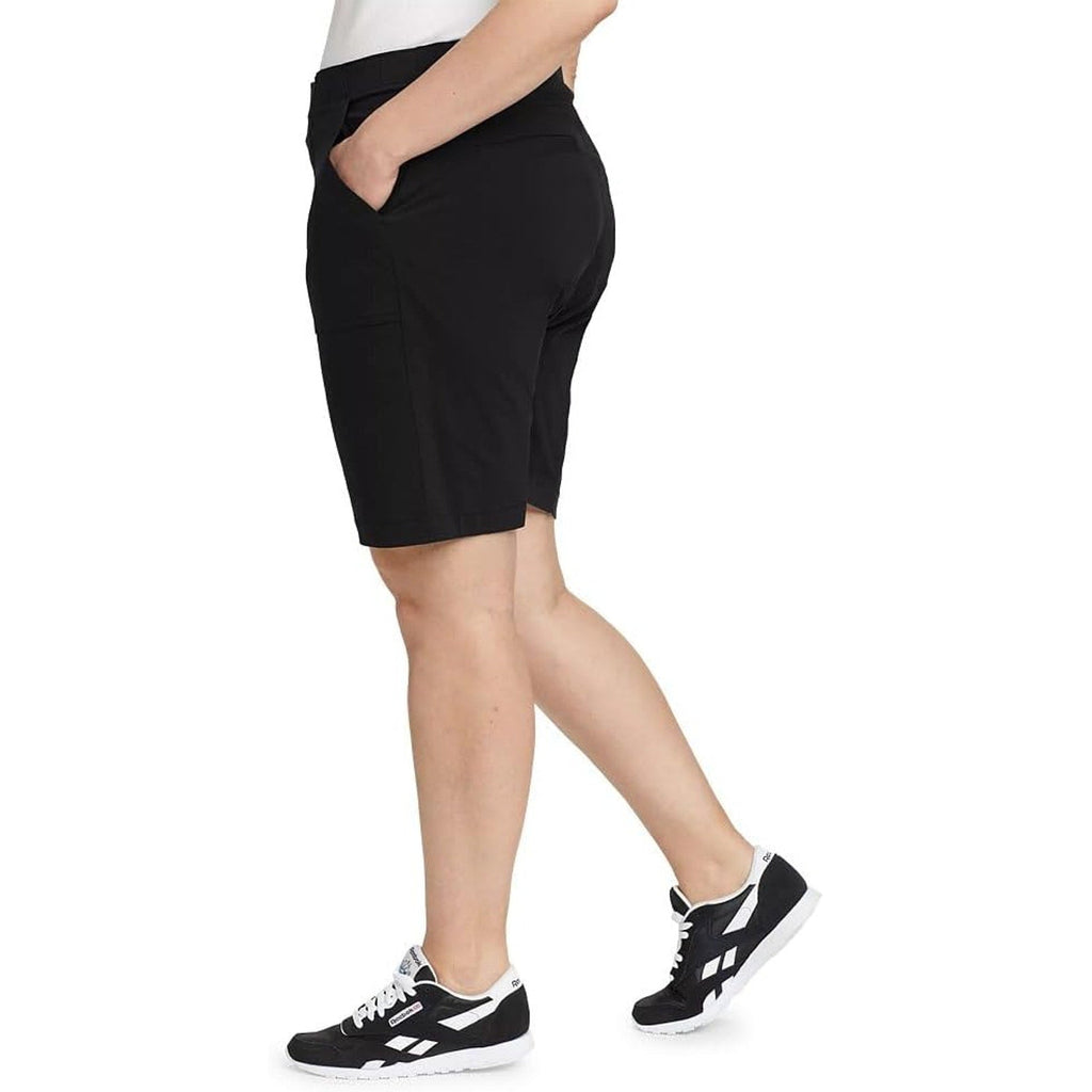 New Eddie Bauer Womens 12T 12 Tall Black High Rise Fitted Horizon Bermuda Shorts