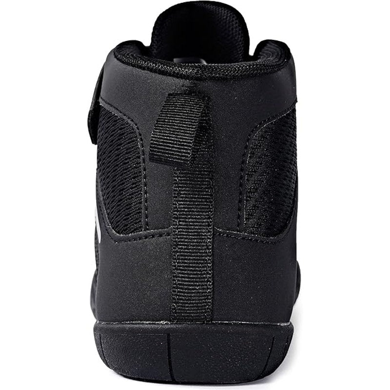 New Sisttke Boys Size 3.5 Black Mesh Lace Up Hook Loop Wrestling High Top Shoes