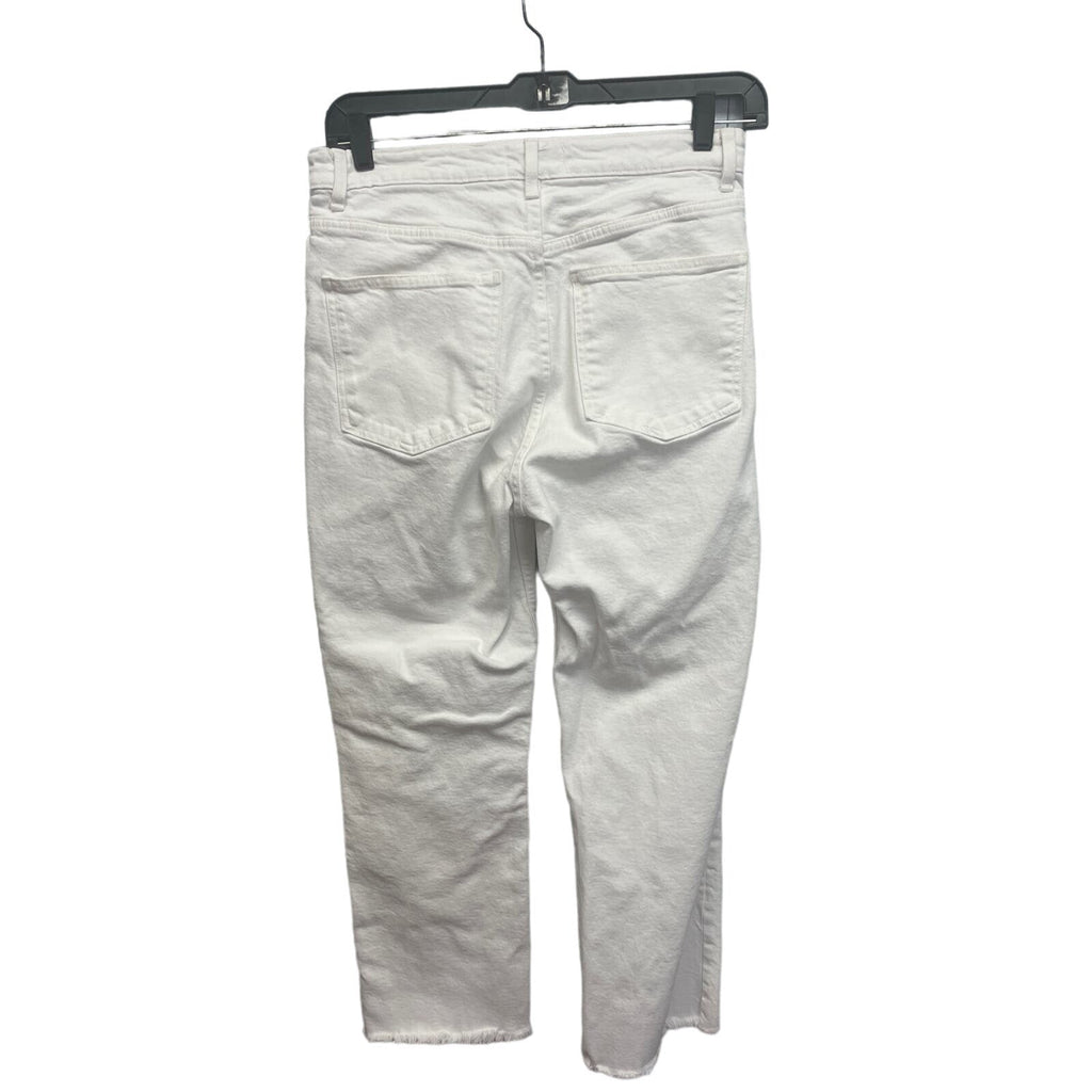 Zara Womens Size 12 Cotton Blend Rough Ankle Hem Denim White Jeans