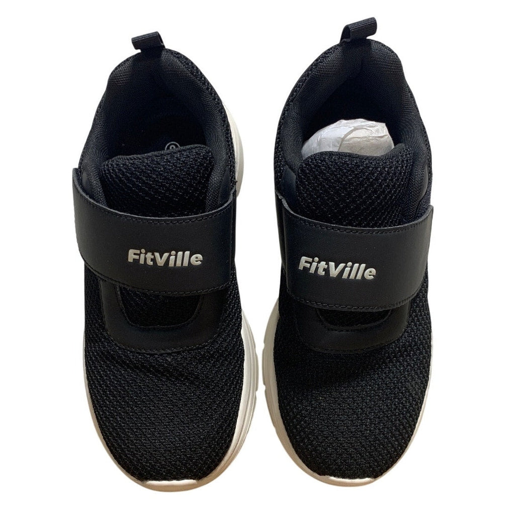 Fitville Womens Size 8 Black Sneakers Closed Round Toe Hook Loop Fastener Shoes
