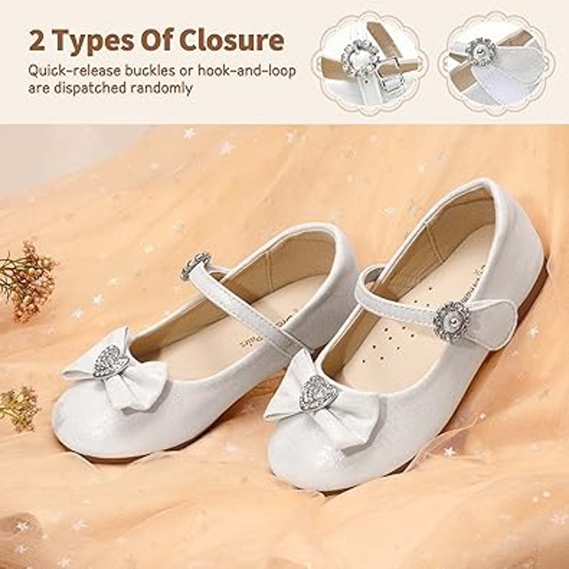 New Dream Pairs Toddler Girls Size 6 White Sparkle Rhinestone Heart Bow Shoes