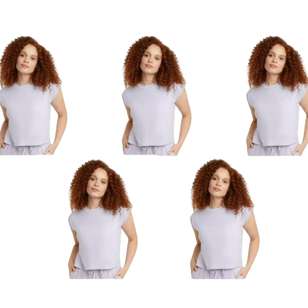 New 5-Pack Hanes Womens Small Purple Ringspun Cotton Cap Sleeve Muscle Tees