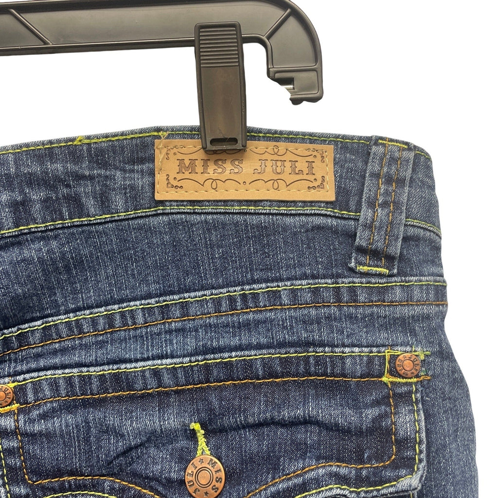 Miss Juli Plus Size 16 Stretch Cotton Blend Cool Pocket Swirl Denim Blue Jeans