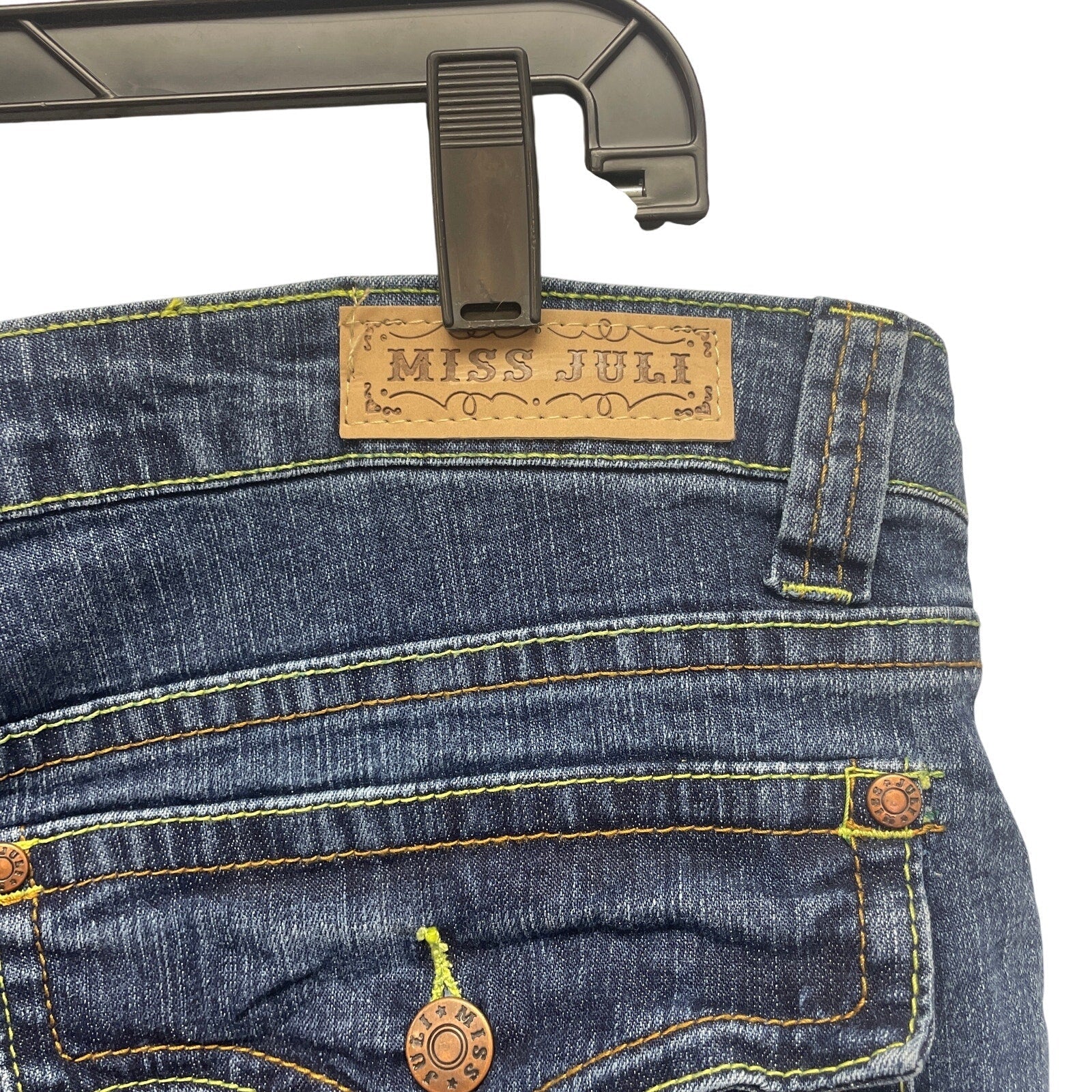 Miss Juli Plus Size 16 Stretch Cotton Blend Cool Pocket Swirl Denim Blue Jeans