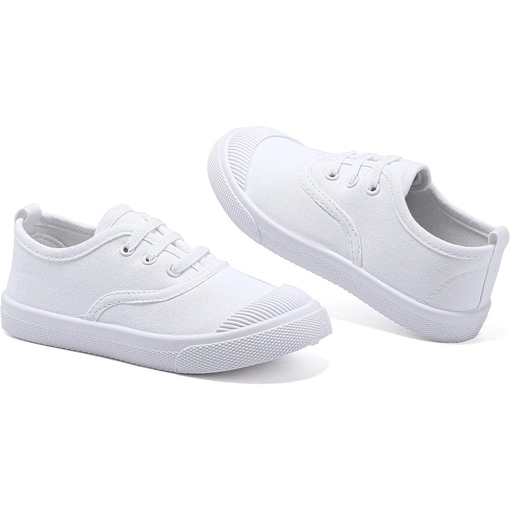 Toddler Kids Size 7 White Canvas Slip On Running Walking Sneaker Tennis Shoes