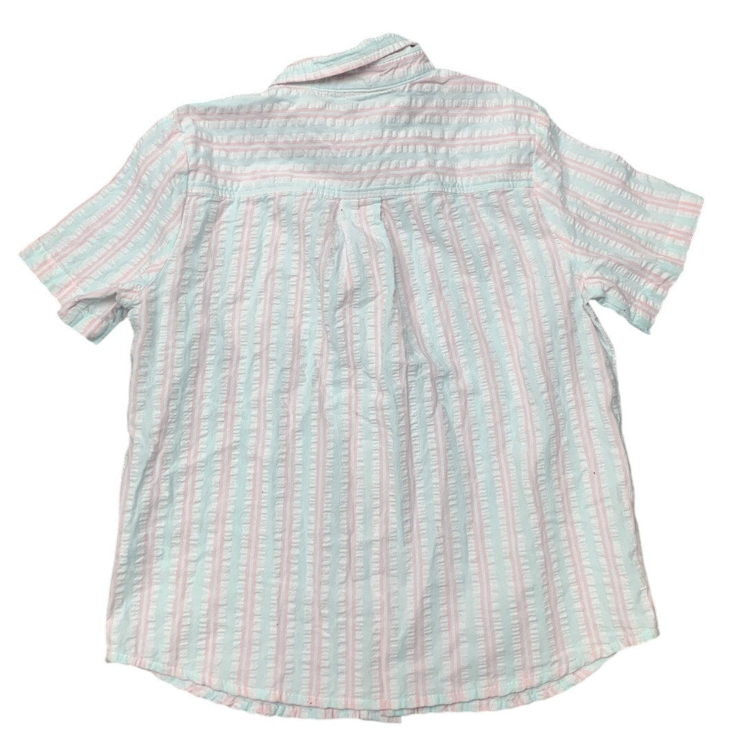 New Art Class Boys Medium Pastel Stripe Short Sleeve 100% Cotton Button Up Shirt