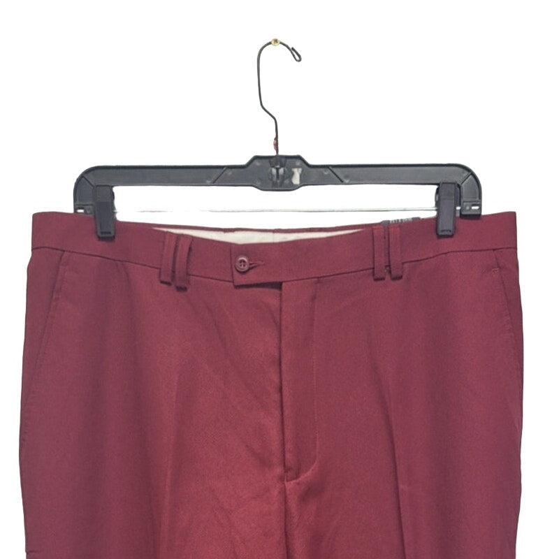 New Trust Mens 40X32 Burgundy 100% Polyester Flat Front Pants w Pockets