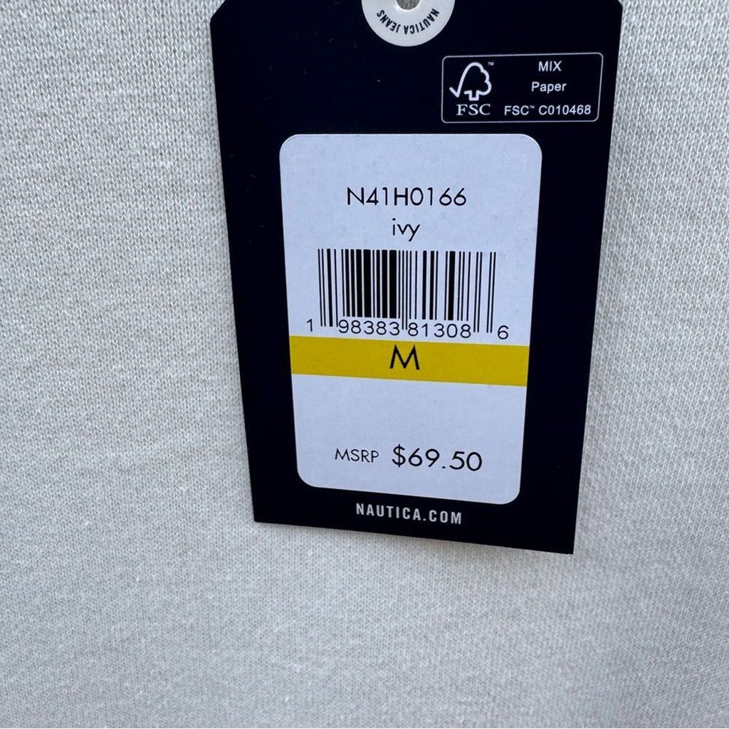 NWT New Nautica Jeans Womens Medium Ivory Long Sleeve Crew Neck Sweatshirt