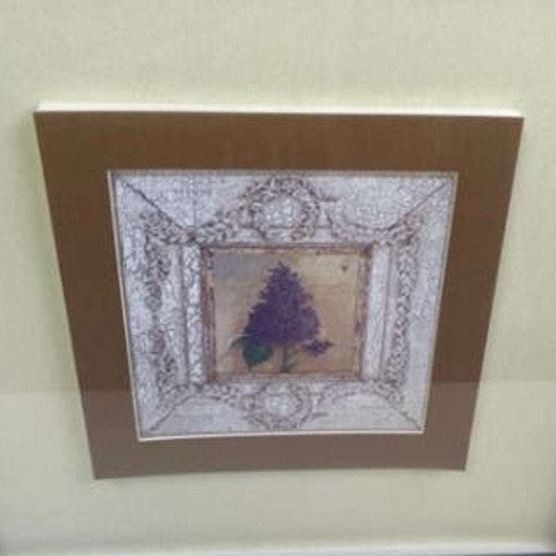 Rustic Flower Pansy Hyacynth Violet Square Matted Framed Wall Art Artwork Pair