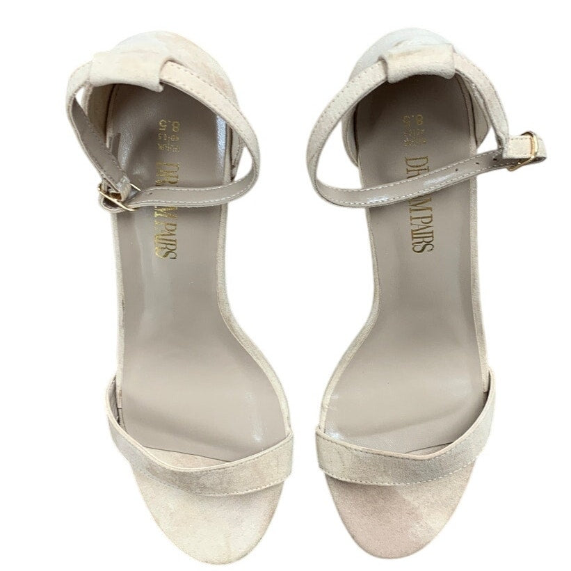 Dream Pairs Womens 8.5 Tan Faux Suede 3" Block Heel Open Toe Ankle Strap Shoes