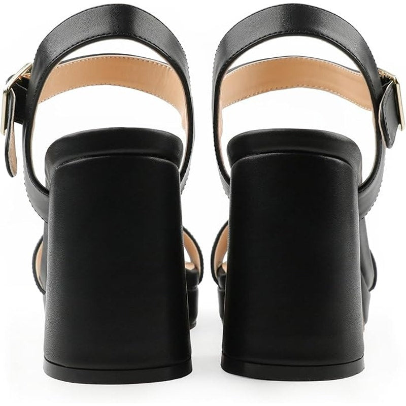 JOY IN LOVE Womens Size 9 Black 3.5" Heel Open Round Toe Ankle Strap Shoes