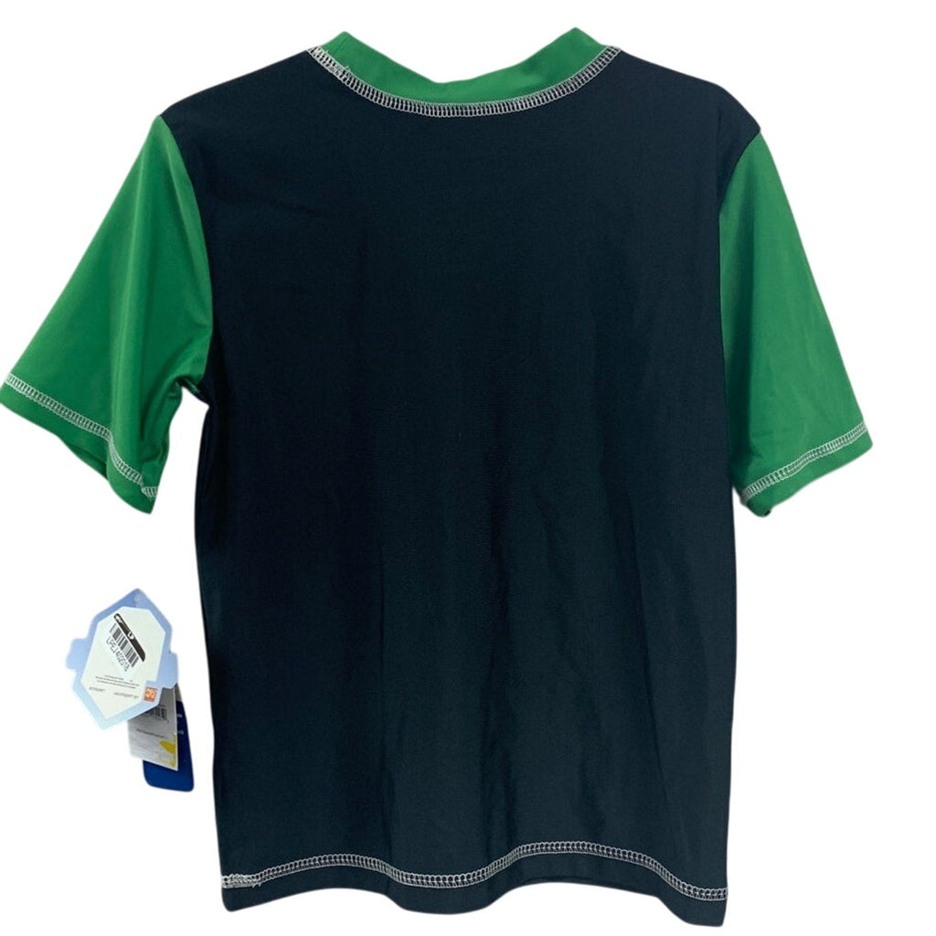 NWT New Minecraft Creeper Boys Small PolySpandex UPF 50+ Short Sleeve Swim Shirt