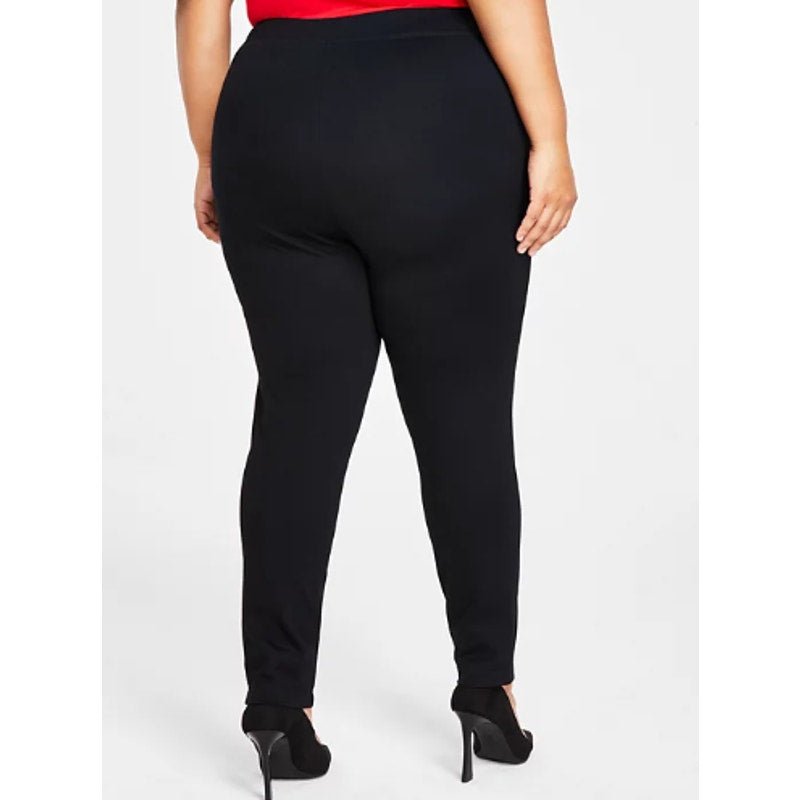 INC Womens Plus Size 24WP Skinny Pull-On Mid Rise Basic Black Ponte Pants
