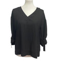 Worthington Womens Medium Sheer Tabbed Roll Up Sleeve V-Neck Polyester Blouse