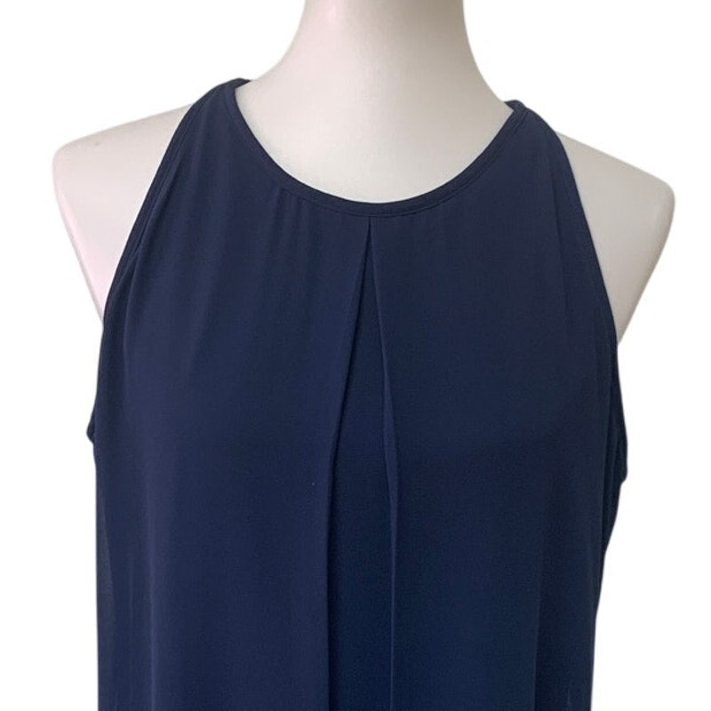Maurices Womens Medium Solid Navy Blue Lace Hem Sleeveless Career Sheath Dress