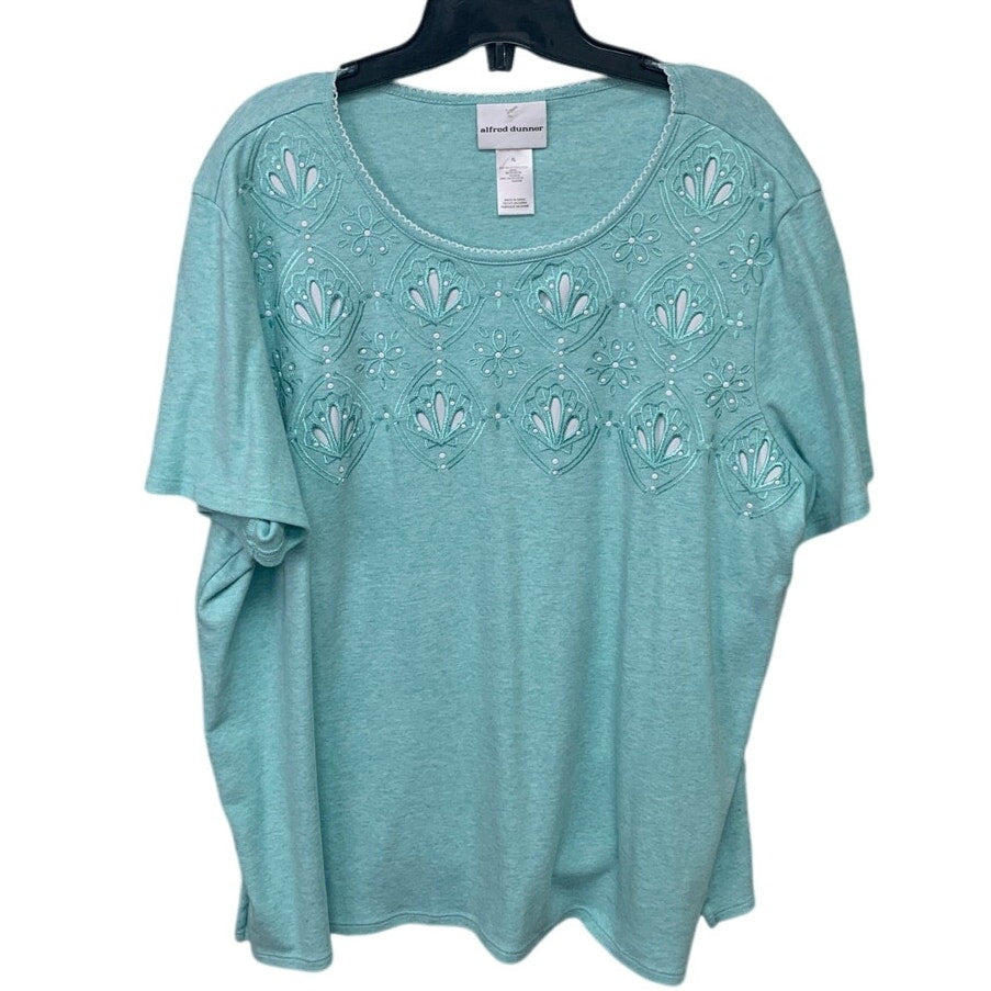 Lot of 3 Womens XL Green Purple Bling Floral Short Sleeve Summer Tops Shirts