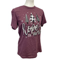Hope of the World Matthew 12:21 Womens Medium Short Sleeve Christmas Tree Tee