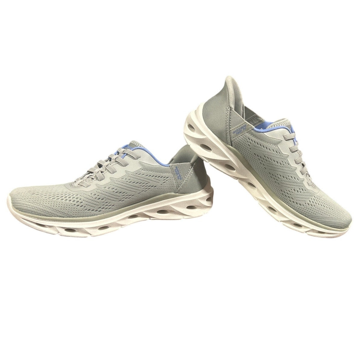 New In Box Skechers Womens Size 7.5 Gray Mesh Hands Free SwiftFit Slide In Shoes